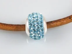 Hot Abalorio Celeste Cristales 4 Y Plata De Ley