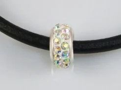 New Abalorio Con Cristal Blanco Ab 2 Y Plata De Ley