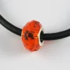 Clearance Abalorio Cristal De Murano Naranja Y Plata