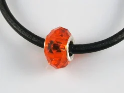 Clearance Abalorio Cristal De Murano Naranja Y Plata
