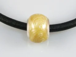New Abalorio De Esmalte Amarillo Y Plata De Ley
