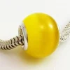 Abalorio De Ojo De Gato Amarillo Y Plata De Ley
