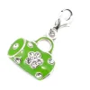 Abalorio De Plata Estilo Charms Bolso Verde