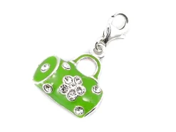 Abalorio De Plata Estilo Charms Bolso Verde