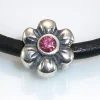 Abalorio De Plata Flor Con Circonita Rosa