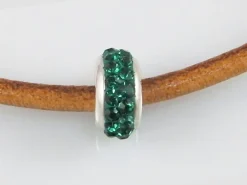 Hot Abalorio En Cristal Verde Y Plata De Ley