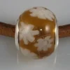 Best Abalorio Plata Y Cristal De Murano Marron Flores Blancas