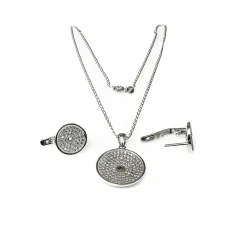 Aderezo Mujer De Plata Rodiada Con Circonitas Microengaste