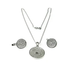 Aderezo Mujer De Plata Rodiada Con Circonitas Microengaste