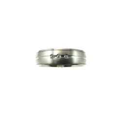 Outlet Alianza De Titanio Gris Con Circonitas Blancas