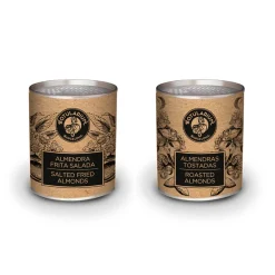 Almendras repeladas fritas saladas y Almendras tostadas (Pack con 5 latitas minibar de cada)