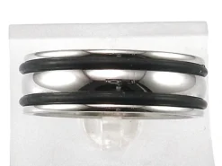 Anillo Acero Doble Fila De Caucho