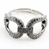 Anillo Ajustable Estribos De Plata Rodiada Y Circonitas Micro