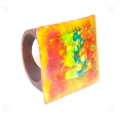 Anillo de madera con esmalte al fuego