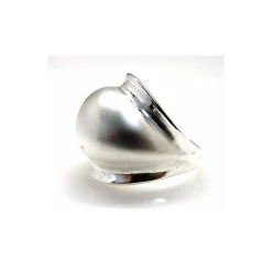 New Anillo De Plata De Ley Mate Y Brillo Abombado