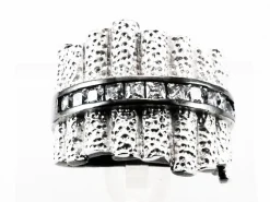Anillo De Plata Y Rutenio Con Circonitas Blancas