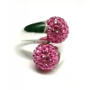 Clearance Anillo En Plata De Ley Con Bolas De Cristal Rosas