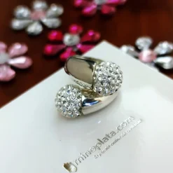 Anillo En Plata De Ley Con Bolas De Cristal Blancas