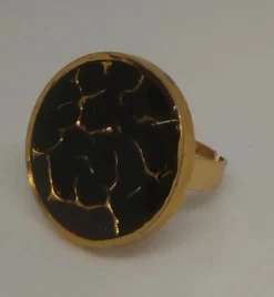 Best Ecodedal Anillo negro con vetas doradas