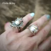 Anillo Plata De Ley Vieja Con Perla Y Circonitas Blancas