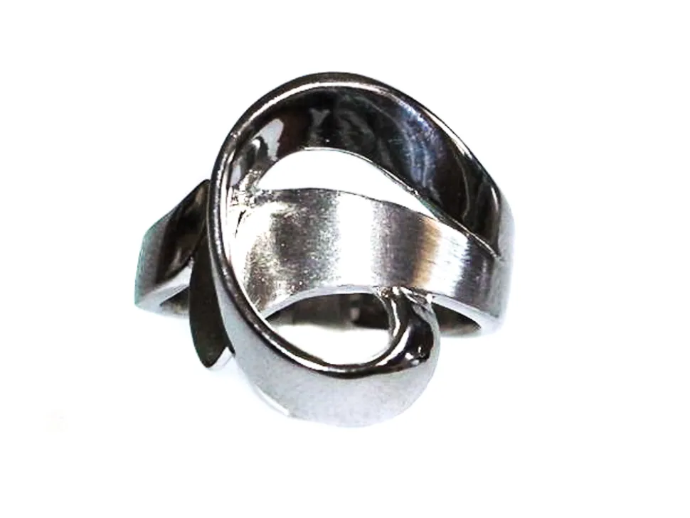 Anillo Plata Rodiada Brillo Y Satinado