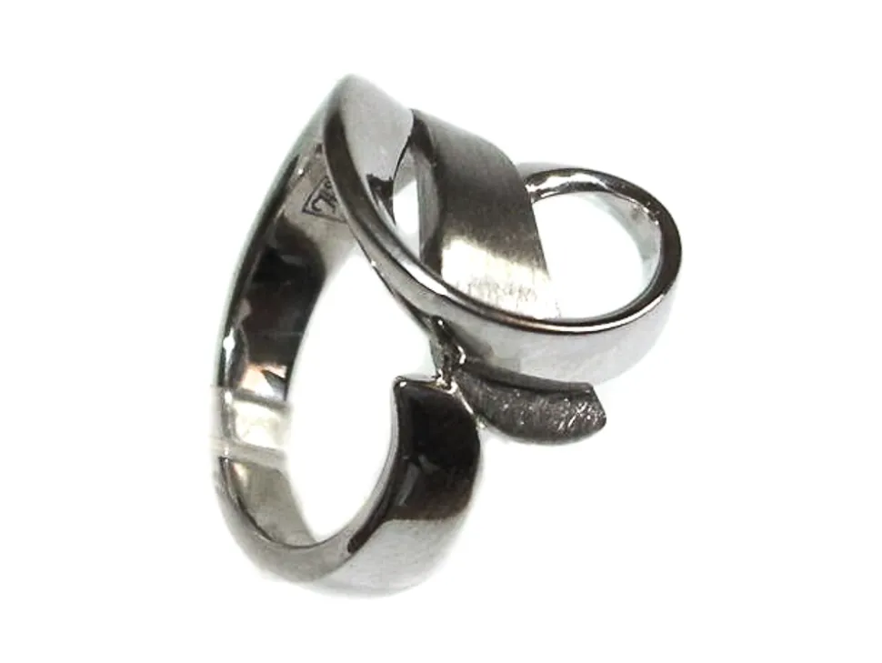Anillo Plata Rodiada Brillo Y Satinado