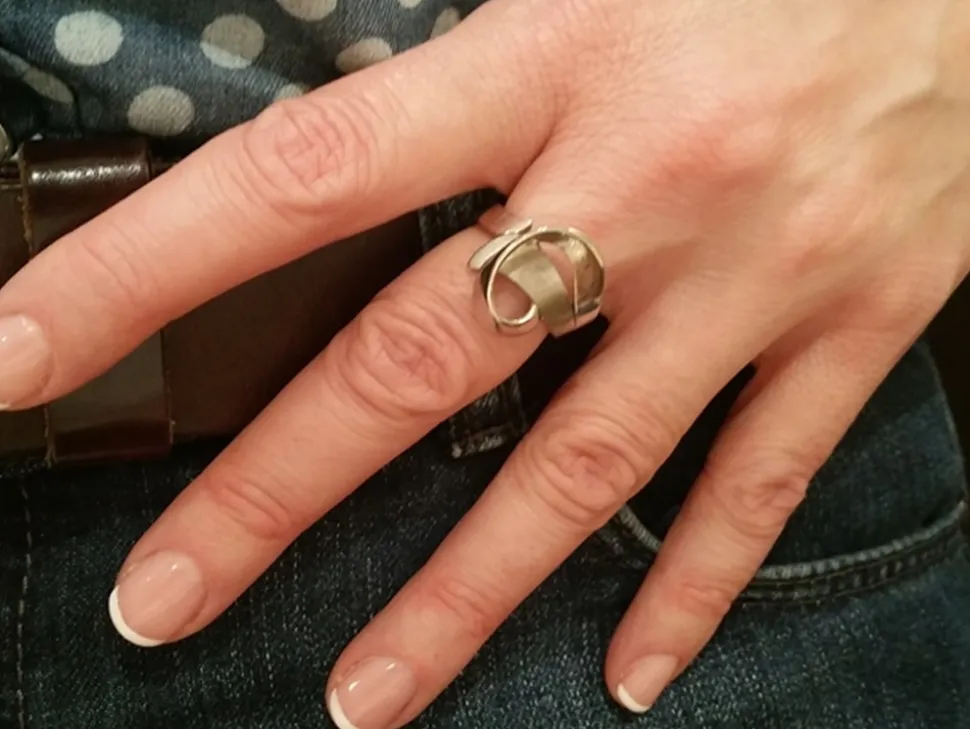 Anillo Plata Rodiada Brillo Y Satinado