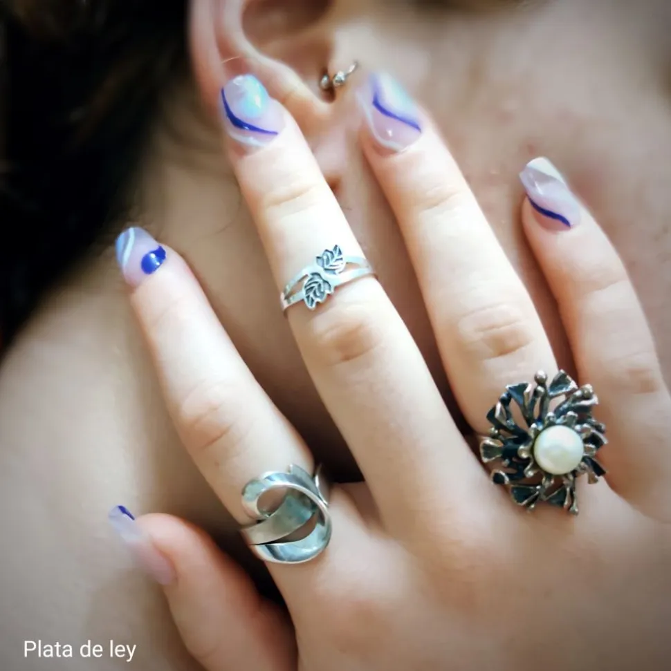 Anillo Plata Rodiada Brillo Y Satinado