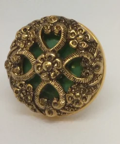 New Ecodedal Anillo rococó dorado y verde