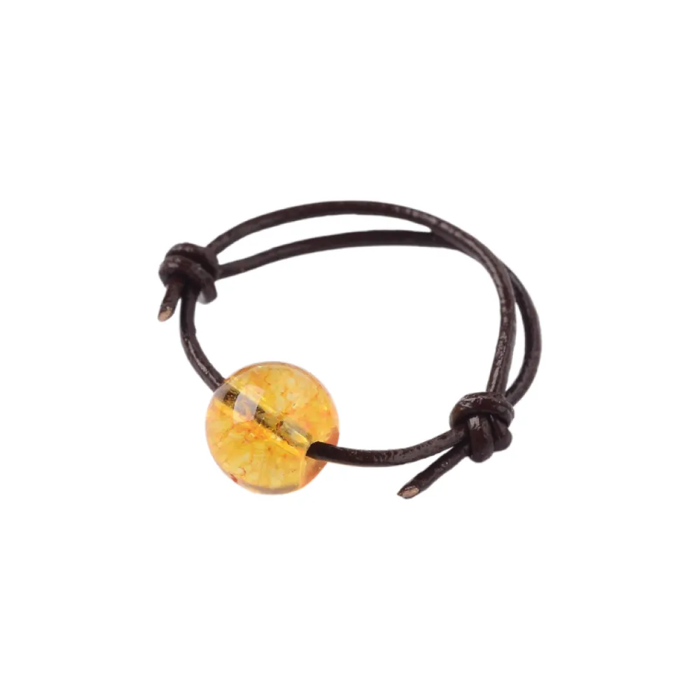 Creatulote Anillo tipo cuero con mineral natural - 1 unidad