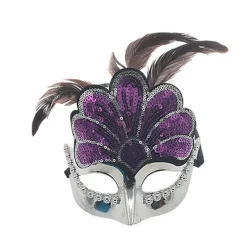 Antifaz con pluma y brillos