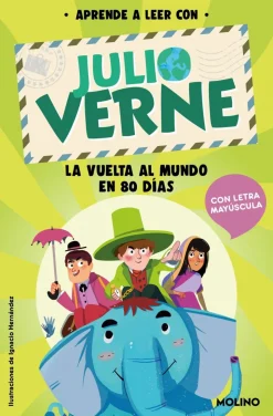 Aprende a leer con Julio Verne. La vuelta al mundo en 80 días. En letra mayúscula
