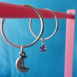 Argollas plata luna y estrella