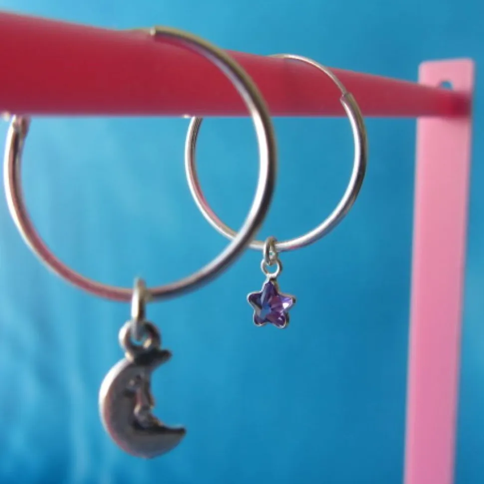 Argollas plata luna y estrella