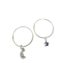 Argollas plata luna y estrella
