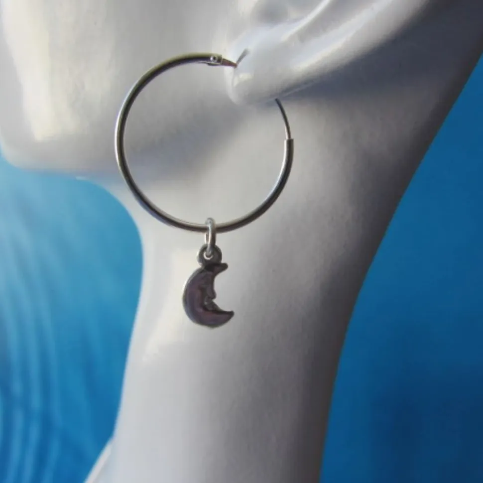 Argollas plata luna y estrella