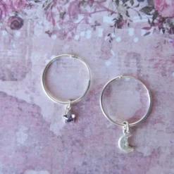 Argollas plata luna y estrella