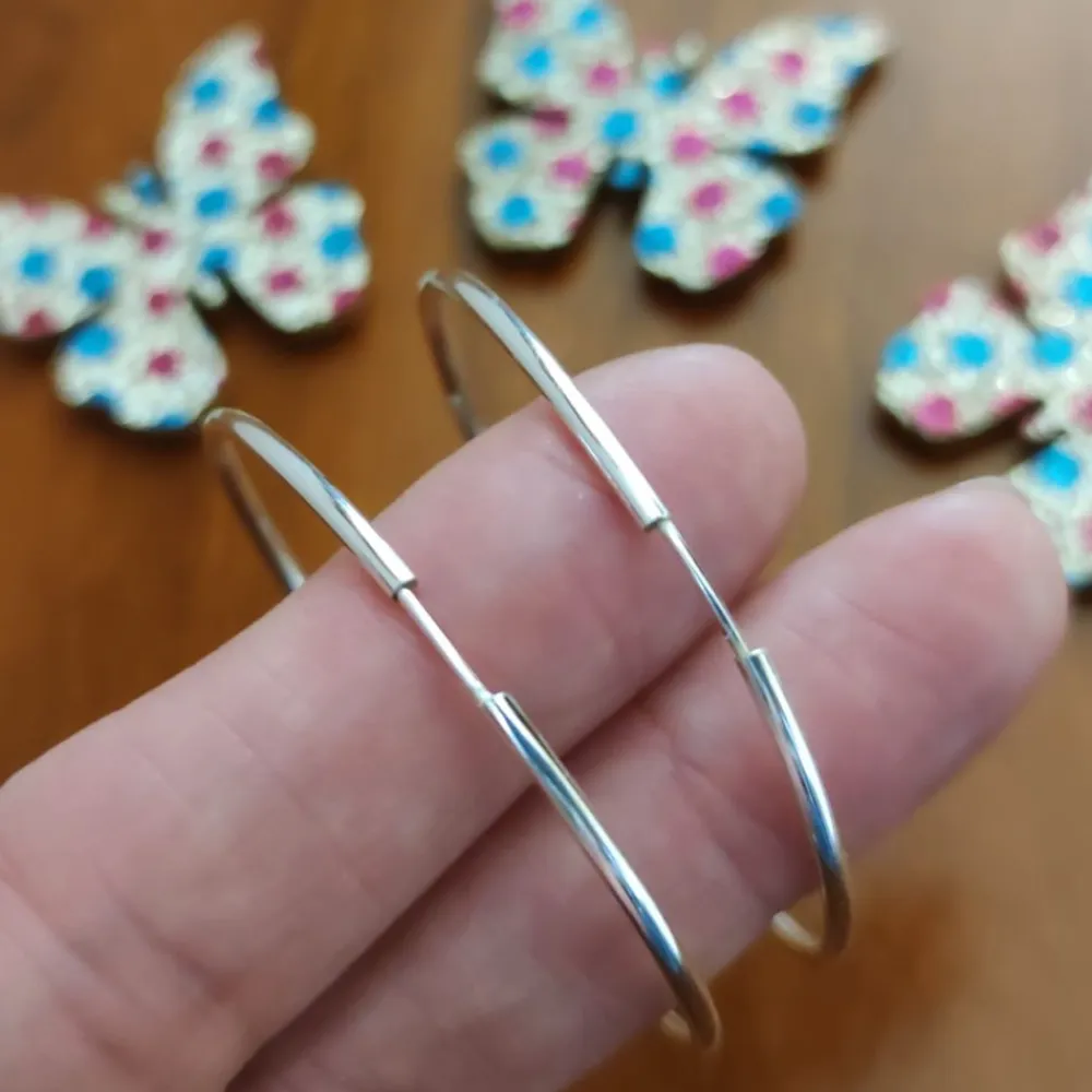 Sale Aros De Plata De Ley Finos 45 Mm.