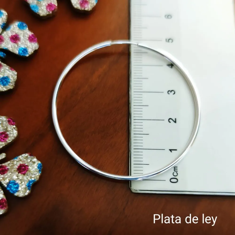Sale Aros De Plata De Ley Finos 45 Mm.