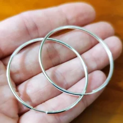 Clearance Aros Finos De Plata De Ley 40 Mm.