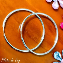 Clearance Aros Finos De Plata De Ley 40 Mm.