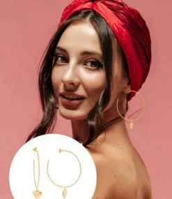 New Omar Joyas Rommy Aros grandes con corazón