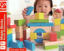 New Hape Bloques construcción de madera de 50 piezas (Maple Blocks)
