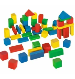Bote de Piezas de Madera Infantil Arquitectura colores