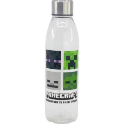 Botella Transparente Aqua Minecraft con Tapón De Seguridad 980ml
