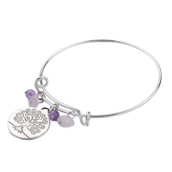Sale Creatulote Brazalete del árbol de la vida con chips minerales naturales de cuarzo rosa y amatista