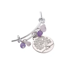 Sale Creatulote Brazalete del árbol de la vida con chips minerales naturales de cuarzo rosa y amatista