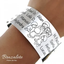 Brazalete De Plata De Ley Maestra Personalizado Con Nombres