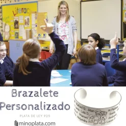 Brazalete De Plata De Ley Maestra Personalizado Con Nombres