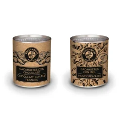 Cacahuete recubierto de chocolate y Cacahuete salado con miel (Pack con 5 latitas minibar de cada)